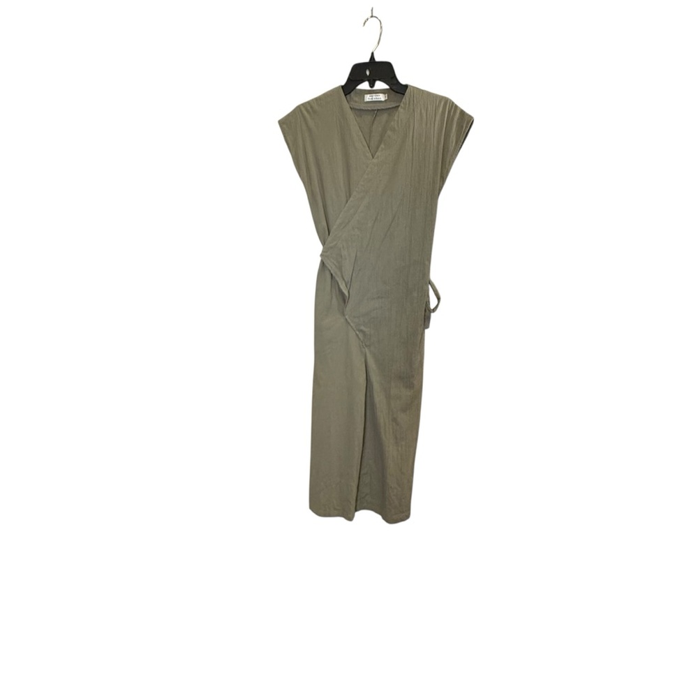 Beyond the Vines Women’s Artsy Lagenlook Minimalist Olive Wrap Jumpsuit sz XS/S